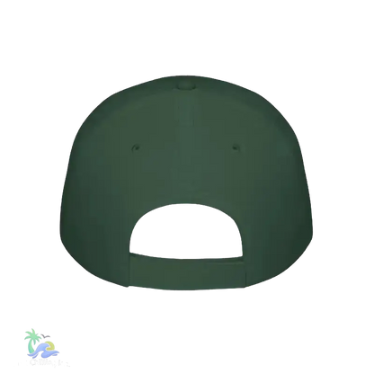 A white baseball cap against a black background.