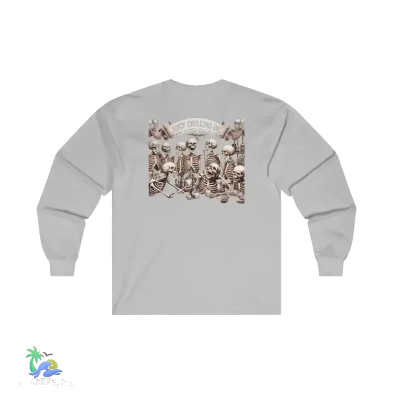 Cotton Long Sleeve Tee - Classic Fit Crew Neck Shirt With Durable Taped Shoulders - Just Chilling Inc.