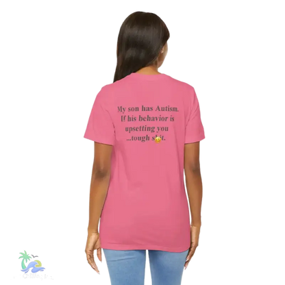 unisex Short Sleeve Tee My son has autism - Charity Pink / S - T-Shirt