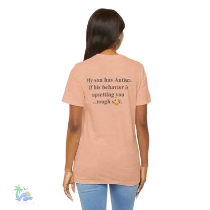 unisex Short Sleeve Tee My son has autism - Heather Peach / S - T-Shirt