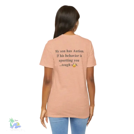 unisex Short Sleeve Tee My son has autism - Heather Peach / S - T-Shirt