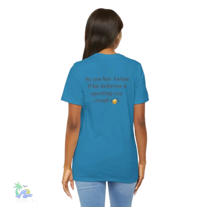 unisex Short Sleeve Tee My son has autism - Aqua / S - T-Shirt