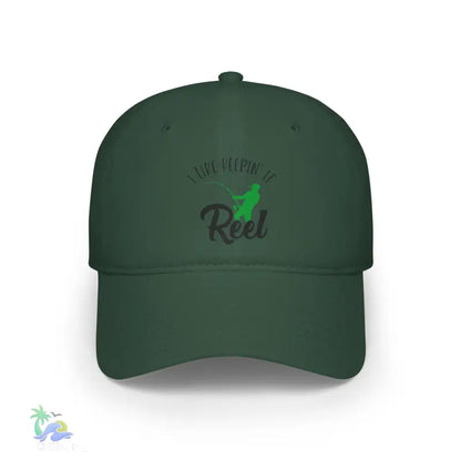 Unisex Distressed Cap I Like Keeping it reel - Dark Green / One size - Hats