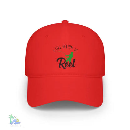 Unisex Distressed Cap I Like Keeping it reel - Red / One size - Hats