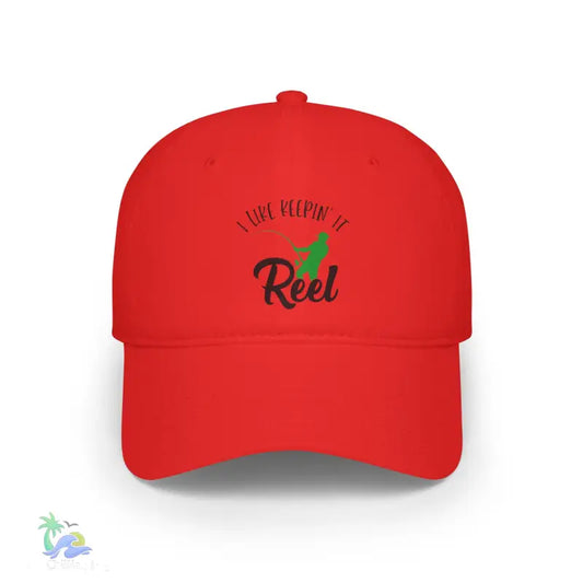 Unisex Distressed Cap I Like Keeping it reel - Red / One size - Hats