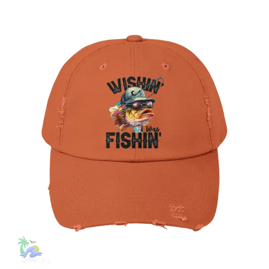 Unisex Distressed Cap – ‘Wishing I Was Fishing’ Casual Hat for Fishing Enthusiasts - Just Chilling Inc.Just Chilling Inc.