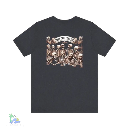 Unisex Jersey Short Sleeve Tee- drunken skeleton tshirt - Heather Navy / S - T-Shirt