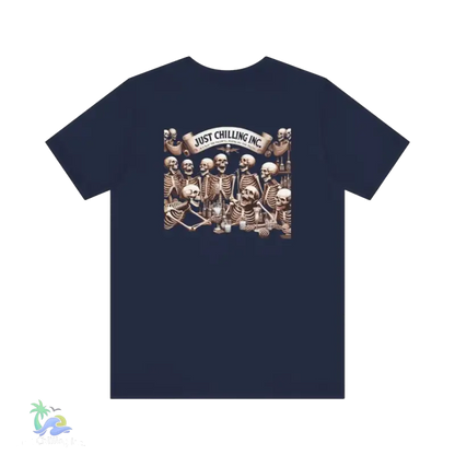 Unisex Jersey Short Sleeve Tee- drunken skeleton tshirt - Navy / S - T-Shirt