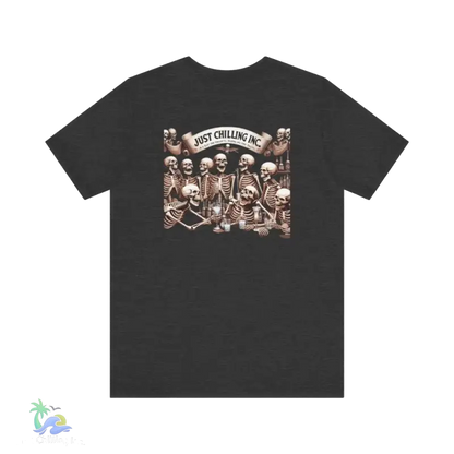 Unisex Jersey Short Sleeve Tee- drunken skeleton tshirt - Dark Grey Heather / S - T-Shirt