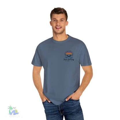 Unisex Garment - Dyed T - shirt Just Chilling at the waterfall - Just Chilling Inc.Just Chilling Inc.