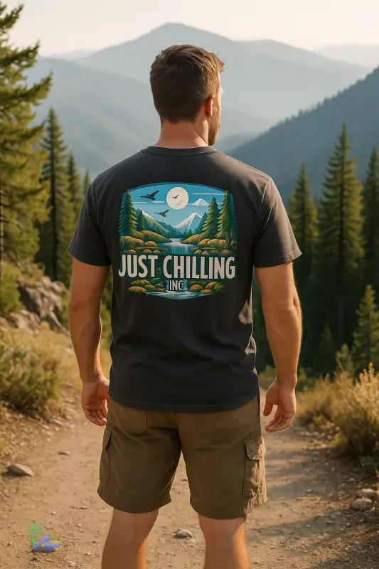 Unisex Garment-Dyed T-shirt Just Chilling at the waterfall - Graphite / S - T-Shirt