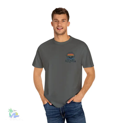 Unisex Garment - Dyed T - shirt Just Chilling at the waterfall - Just Chilling Inc.Just Chilling Inc.