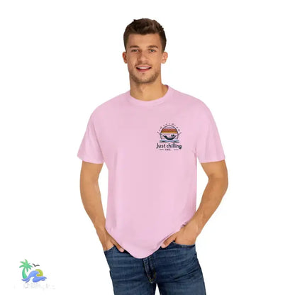 Unisex Garment - Dyed T - shirt Just Chilling at the waterfall - Just Chilling Inc.Just Chilling Inc.
