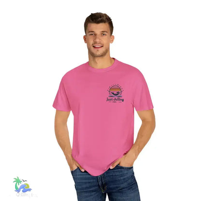 Unisex Garment - Dyed T - shirt Just Chilling at the waterfall - Just Chilling Inc.Just Chilling Inc.