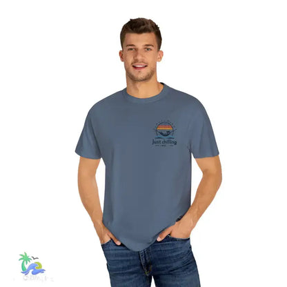 Unisex Garment - Dyed T - shirt Just Chilling at the waterfall - Just Chilling Inc.Just Chilling Inc.