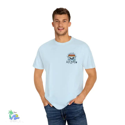 Unisex Garment - Dyed T - shirt Just Chilling at the waterfall - Just Chilling Inc.Just Chilling Inc.