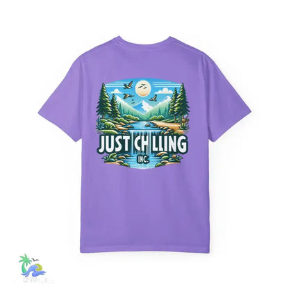 Unisex Garment - Dyed T - shirt Just Chilling at the waterfall - Just Chilling Inc.Just Chilling Inc.