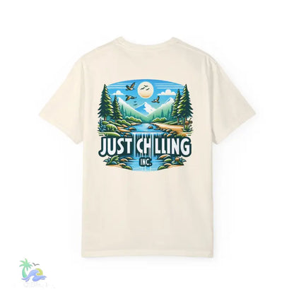 Unisex Garment - Dyed T - shirt Just Chilling at the waterfall - Just Chilling Inc.Just Chilling Inc.