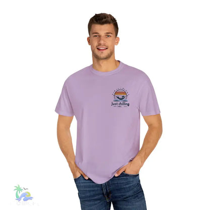 Unisex Garment - Dyed T - shirt Just Chilling at the waterfall - Just Chilling Inc.Just Chilling Inc.