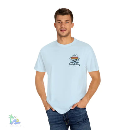 Unisex Garment - Dyed T - shirt Just Chilling at the waterfall - Just Chilling Inc.Just Chilling Inc.