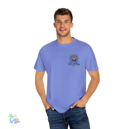 Unisex Garment - Dyed T - shirt Just Chilling at the waterfall - Just Chilling Inc.Just Chilling Inc.