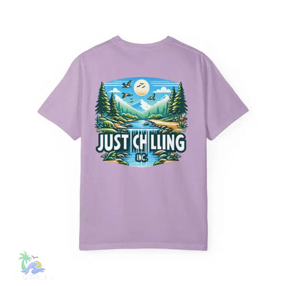 Unisex Garment - Dyed T - shirt Just Chilling at the waterfall - Just Chilling Inc.Just Chilling Inc.