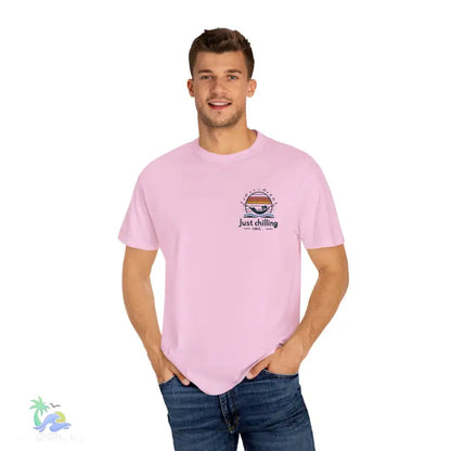Unisex Garment - Dyed T - shirt Just Chilling at the waterfall - Just Chilling Inc.Just Chilling Inc.
