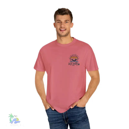 Unisex Garment - Dyed T - shirt Just Chilling at the waterfall - Just Chilling Inc.Just Chilling Inc.
