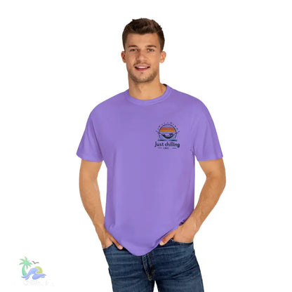 Unisex Garment - Dyed T - shirt Just Chilling at the waterfall - Just Chilling Inc.Just Chilling Inc.