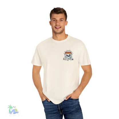 Unisex Garment - Dyed T - shirt Just Chilling at the waterfall - Just Chilling Inc.Just Chilling Inc.