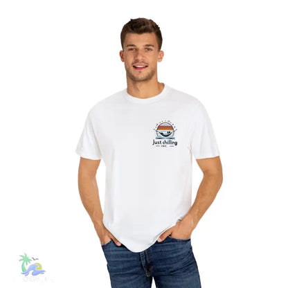 Unisex Garment - Dyed T - shirt Just Chilling at the waterfall - Just Chilling Inc.Just Chilling Inc.