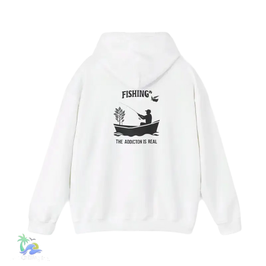 Unisex Heavy Blend™ Hooded Sweatshirt fishing addiction is real - White / S - Hoodie