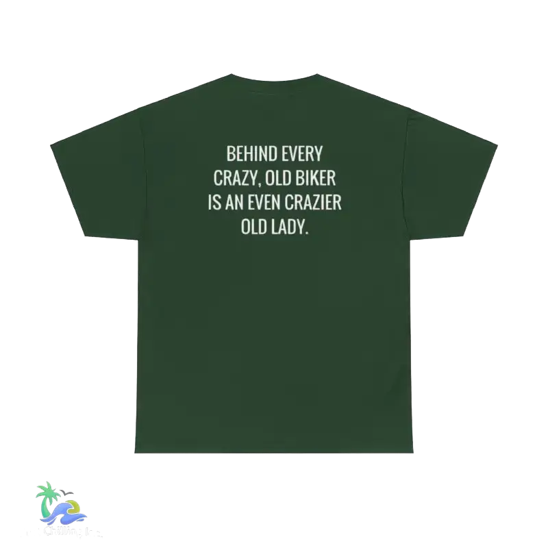 Unisex Heavy Cotton Tee crazy old biker meme - Forest Green / S - T-Shirt