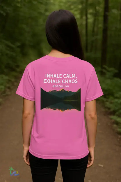 Unisex Heavy Cotton Tee – ’Inhale Calm Exhale Chaos’ | Summer Vibes Graphic Shirt T Shirt