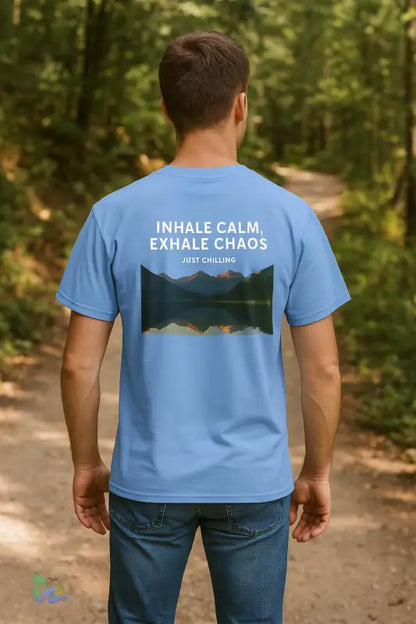 Unisex Heavy Cotton Tee – ’Inhale Calm Exhale Chaos’ | Summer Vibes Graphic Shirt T Shirt