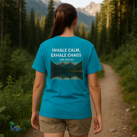 Unisex Heavy Cotton Tee – ’Inhale Calm Exhale Chaos’ | Summer Vibes Graphic Shirt T Shirt