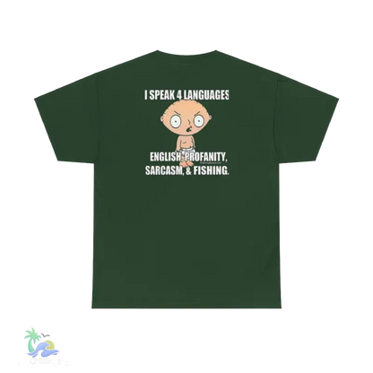 a green t - shirt with an image of a monkey on it