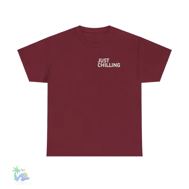 a red t - shirt that says just chillin