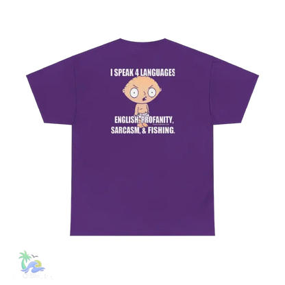 a purple t - shirt with an image of a monkey on it
