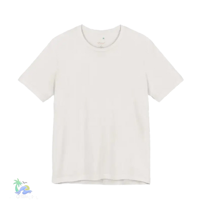 A plain white t-shirt against a black background.