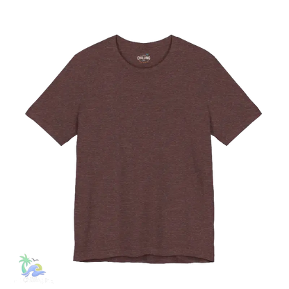 A simple, solid-colored t-shirt is shown against a black background.
