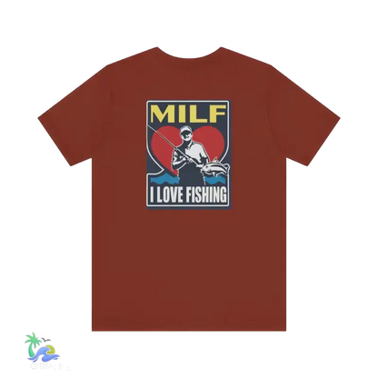 Unisex Jersey Short Sleeve Tee Man I love Fishing - Rust / XS - T-Shirt