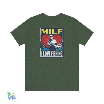 Unisex Jersey Short Sleeve Tee Man I love Fishing - Heather Forest / XS - T-Shirt
