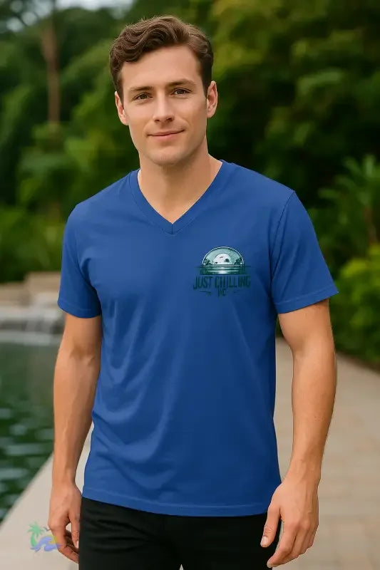 Unisex V-Neck Tee – Lightweight Cotton Jersey Shirt | Modern Retail Fit - Just Chilling Inc.