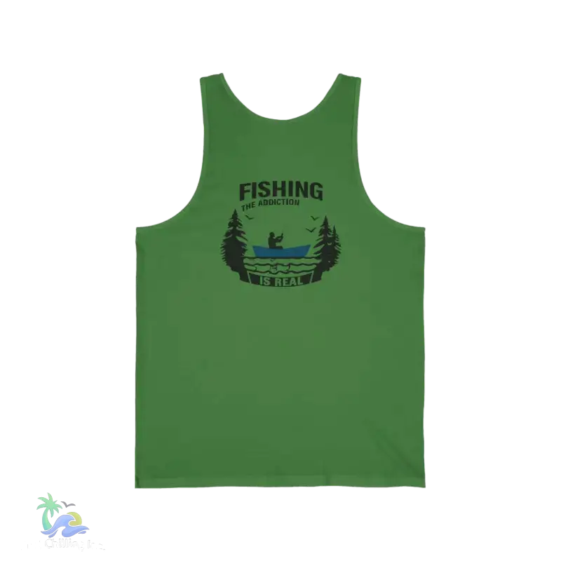 Unisex Jersey Tank - ’Just Chilling’ & Fishing Addiction Graphic Tee - Tank Top