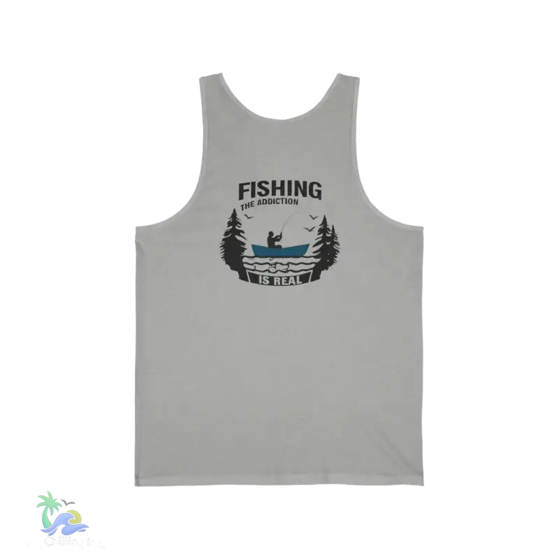 Unisex Jersey Tank - ’Just Chilling’ & Fishing Addiction Graphic Tee - XS / Athletic Heather - Tank Top