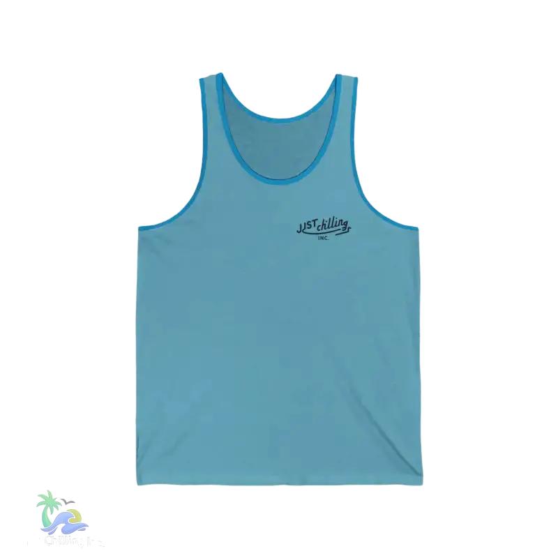 Unisex Jersey Tank - ’Just Chilling’ & Fishing Addiction Graphic Tee - XS / Aqua TriBlend - Tank Top