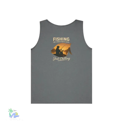 Unisex Jersey Tank - ’Just Chilling’ & Fishing Addiction Graphic Tee - Tank Top