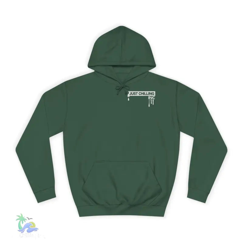 Green hooded sweatshirt.