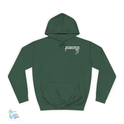 Green hooded sweatshirt.